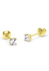 gorgeous small gold round cubic zirconia gold baby earrings